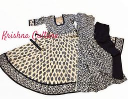 Anarkali Set Navy Blue and White